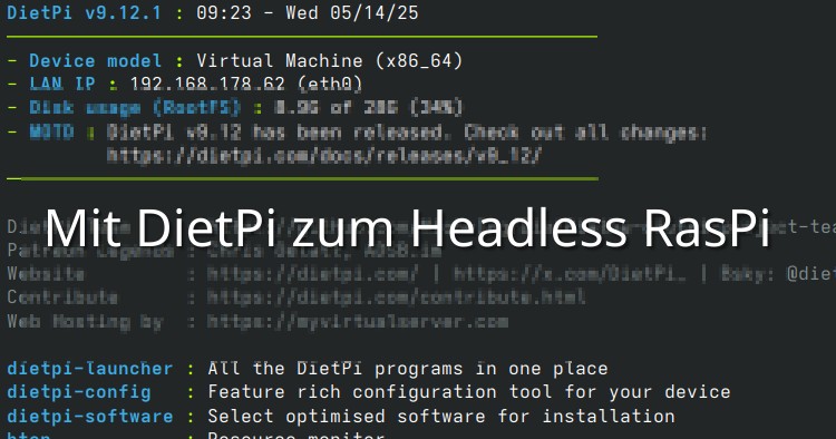 Header für den Artikel zum Thema Headless Server mit DietPi